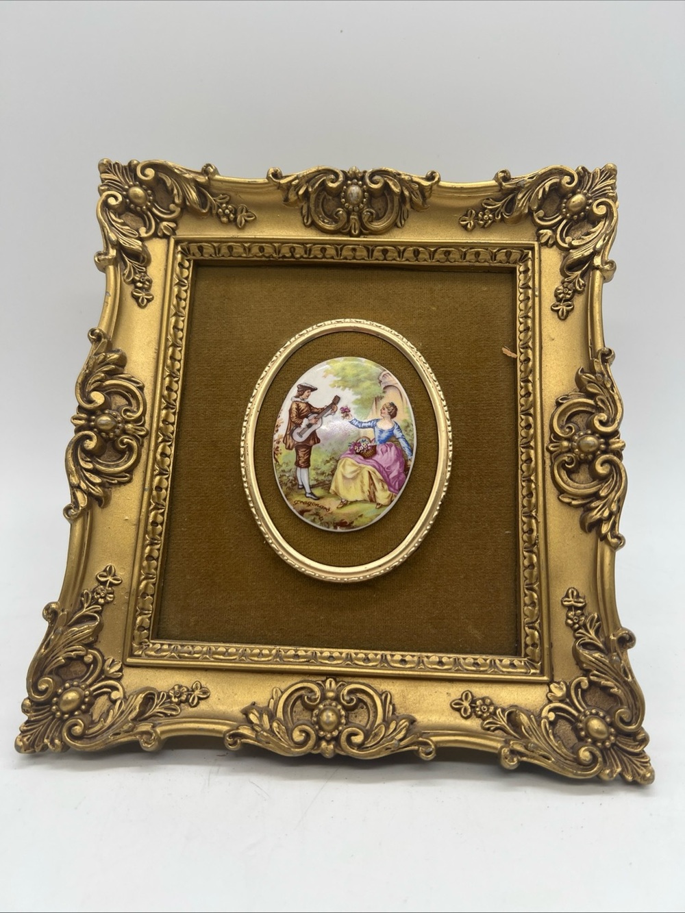 Vintage Antique Fragonard Painted Porcelain Court Scene